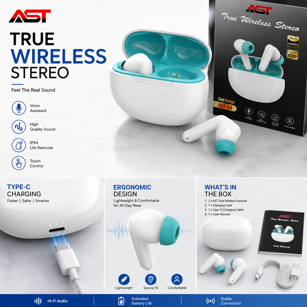 AST TWS G4 Gold Series Earbuds