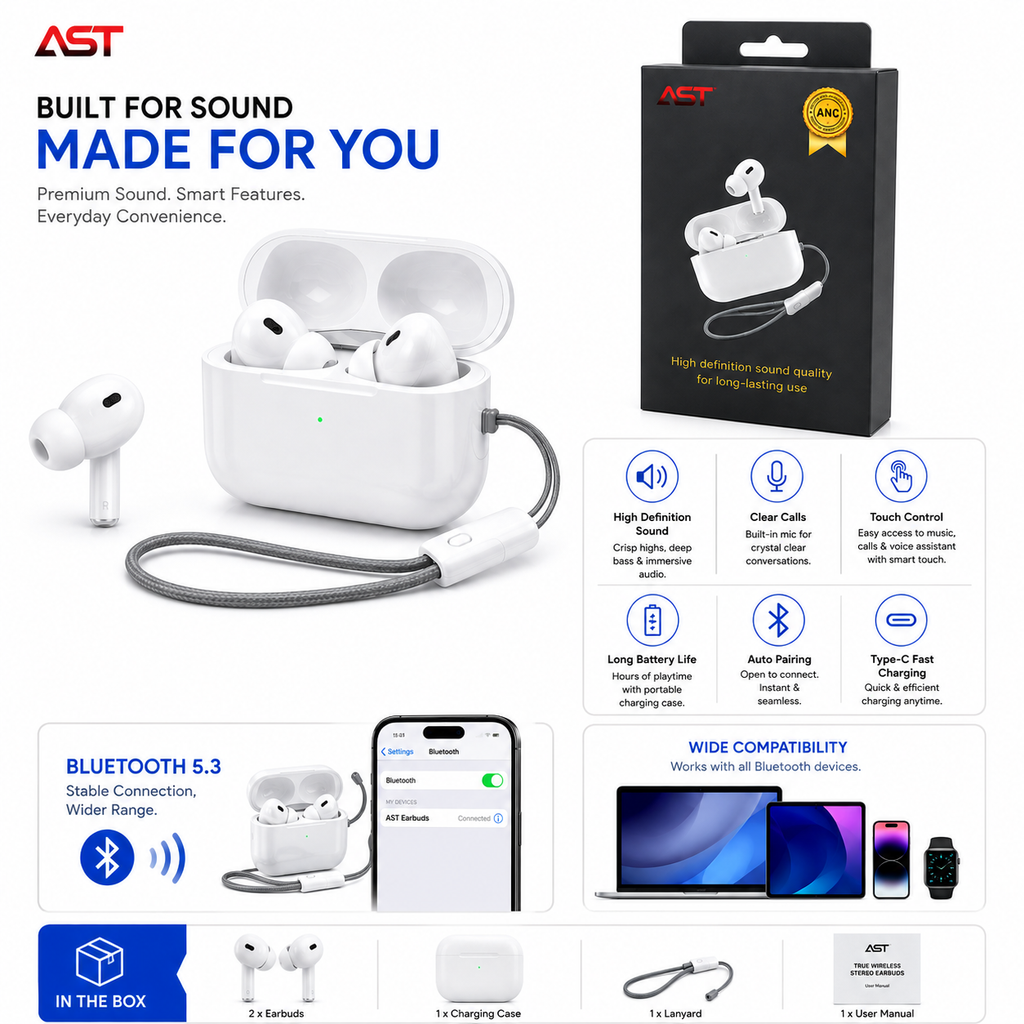 AST High Quality ANS TWS Earbuds
