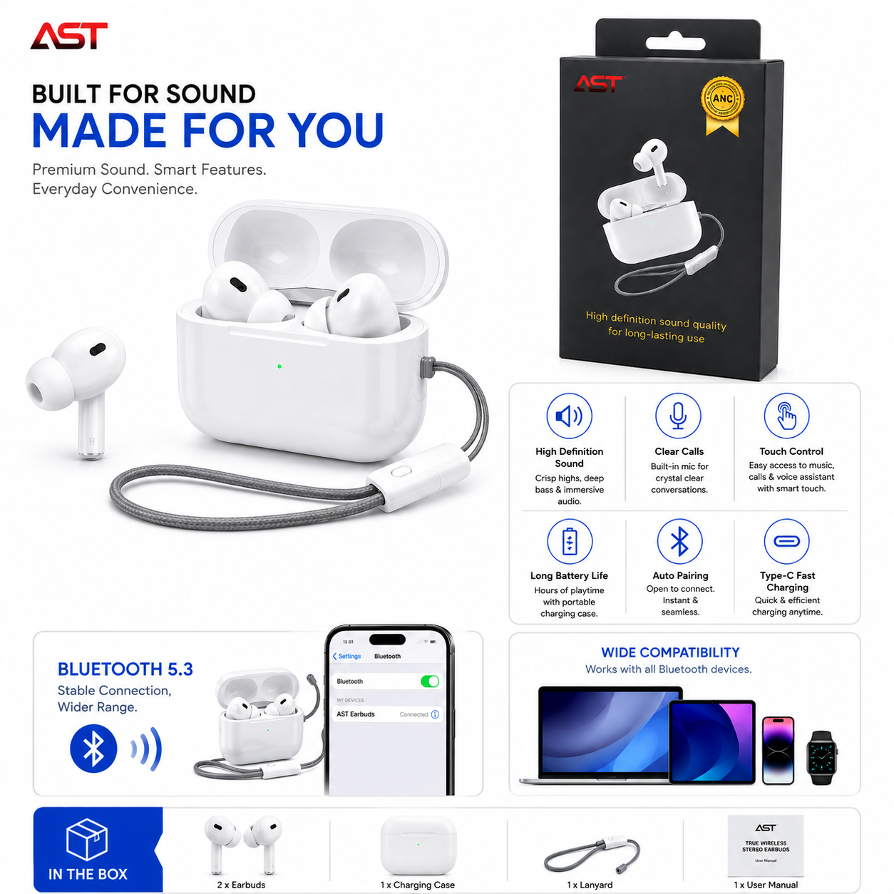 AST High Quality ANS TWS Earbuds