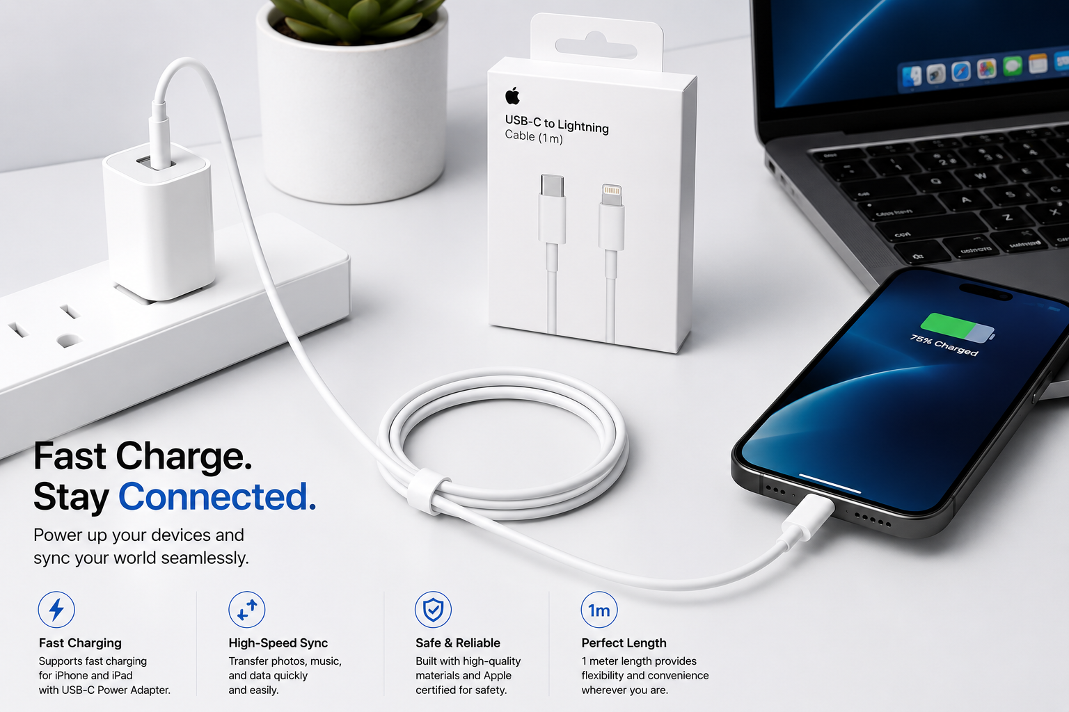 Original Iphone USB C to Lightning Charging Cable 1m