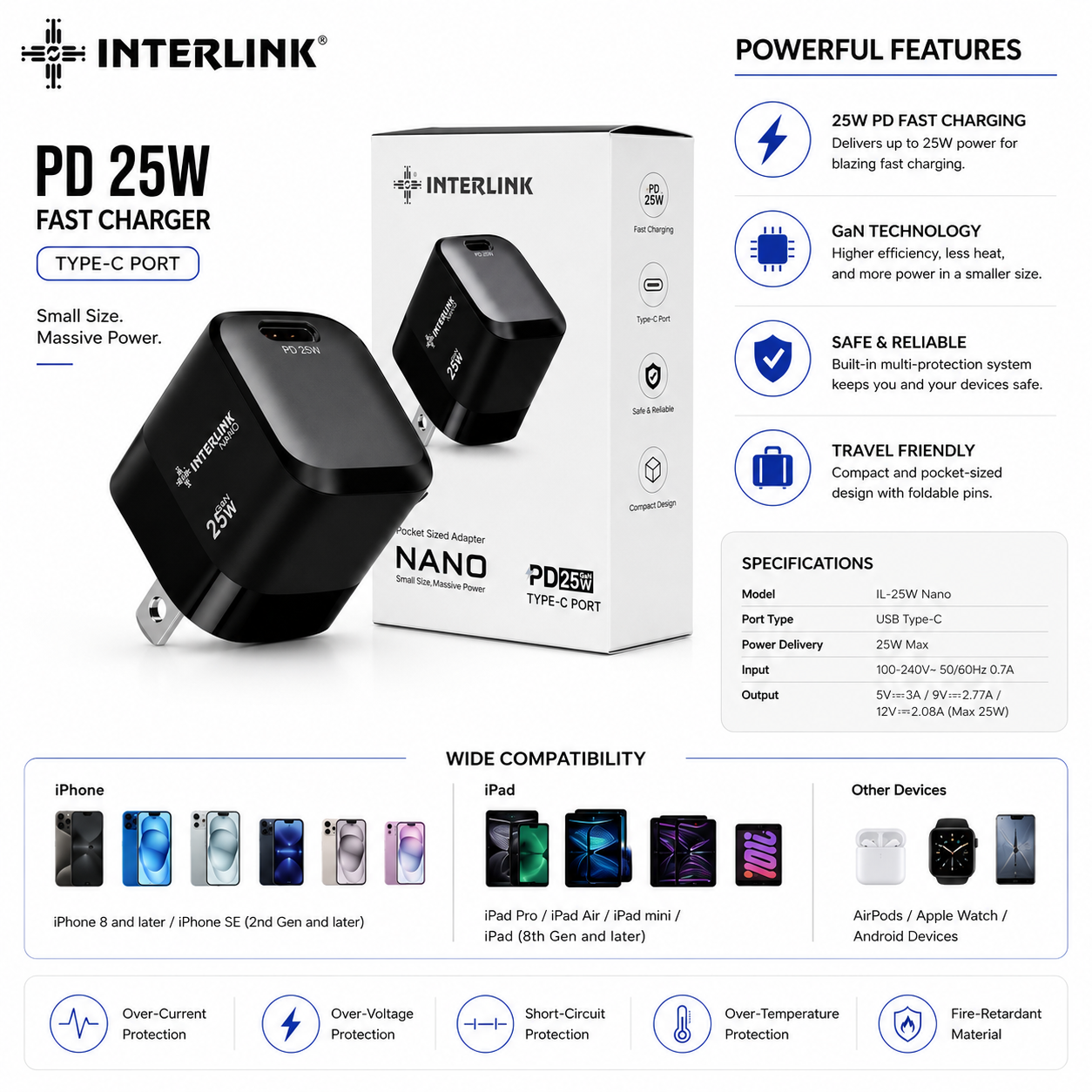 Interlink PD 25W Type C Port Charging Adapter